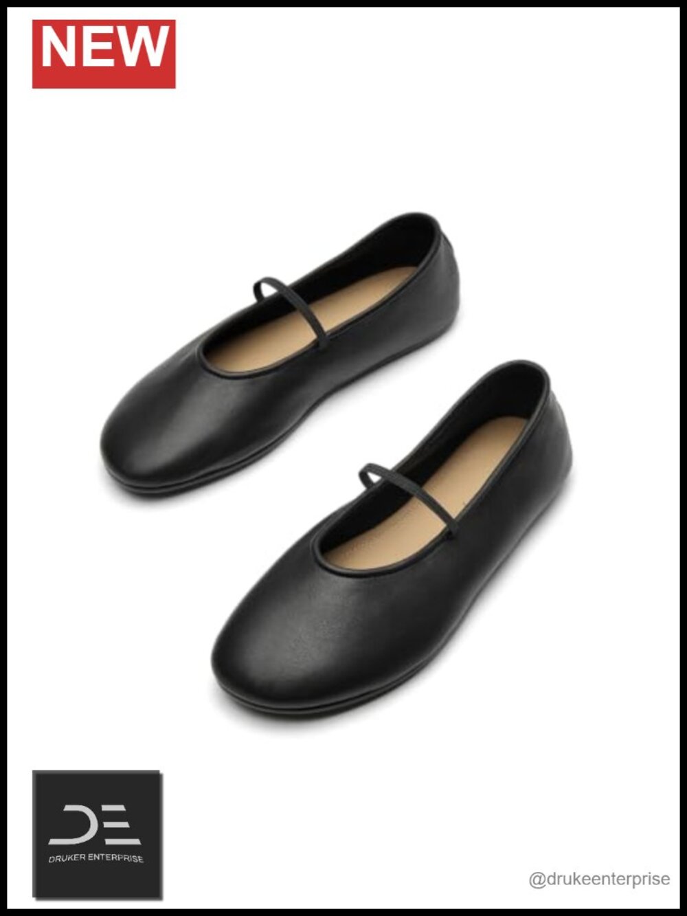 Women's Leather Mary Jane Flats Slip-on Sheepskin Ballet Shoes